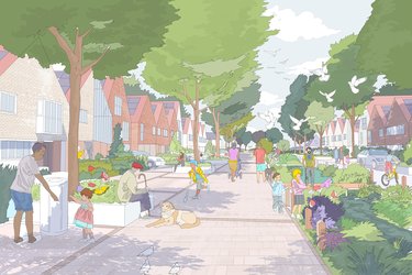 An illustration of a planned housing development