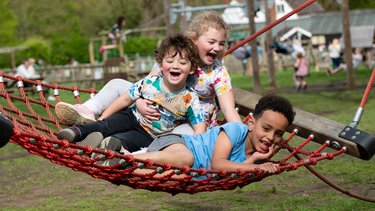 Children playing on a swing at Standalone Farm