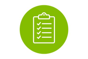 A green circle with a paper form icon inside.