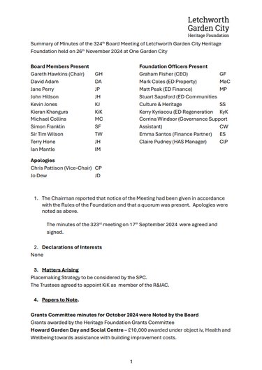 Summary of Board Minutes November 2024 thumbnail