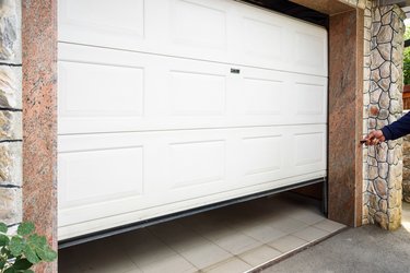 A white garage door on a house
