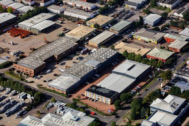 Aerial shot of industrial area of Letchworth