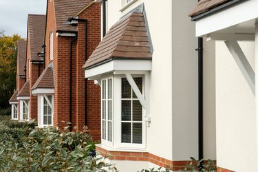 A row of homes in Letchworth with front bay windows