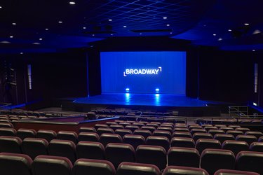 The seating and stage in Broadway Cinema's Screen 1