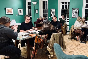 A drink and draw session at Broadway Gallery